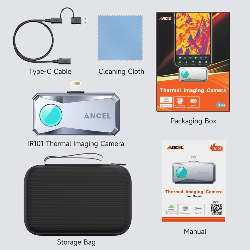 ANCEL 256x192 IR Thermal Imaging Camera for IOS Device 40mk Higher Sensitivity