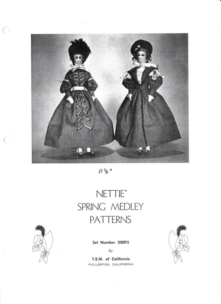 1830's Style Nettie Spring Medley Romantic Patterns and Cloth Doll COPY