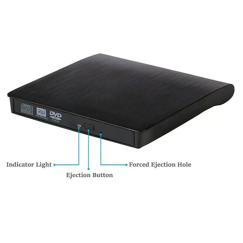 External CD DVD Drive For PC Laptop Windows 11 10 USB 3.0 Burner Reader Writer
