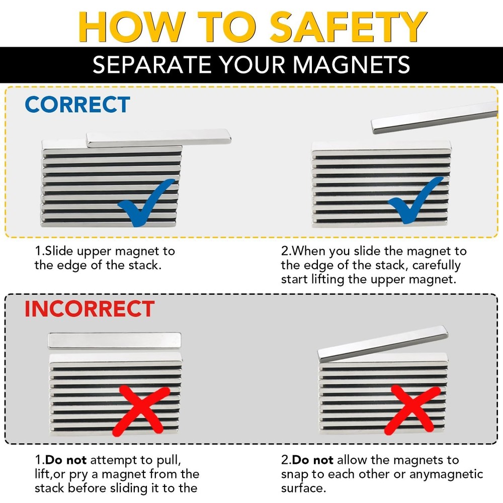 Versatile 100 Pack Neodymium Magnets - Rectangular Bars for Home or Office Use