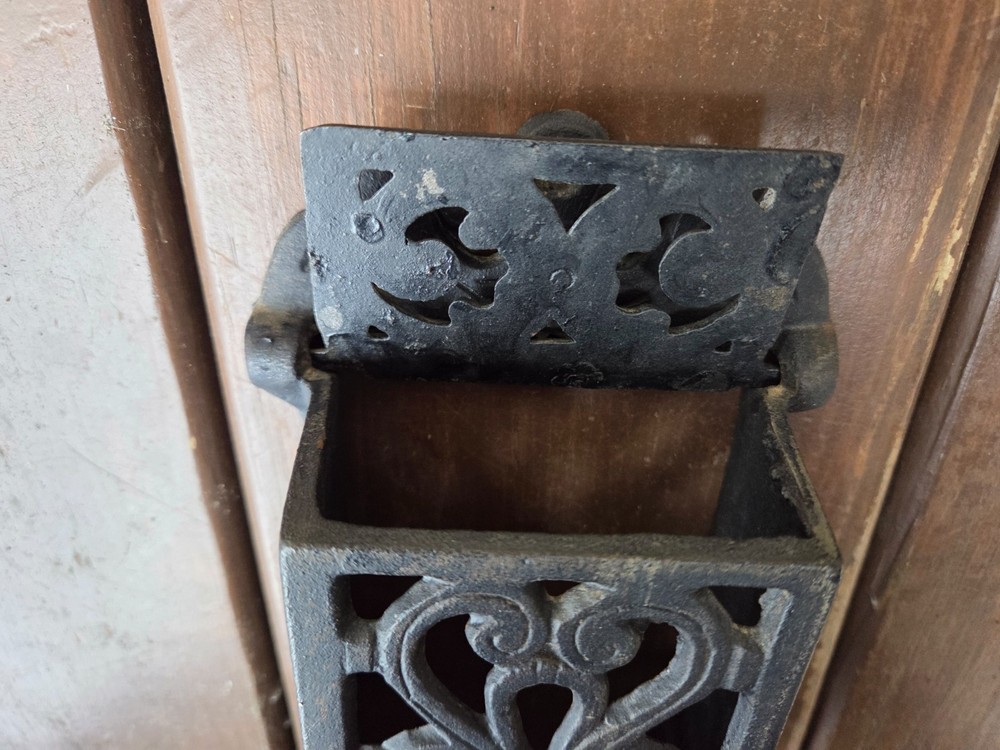 Vintage Cast Iron Match Holder with Lid 7" Wall Mount Black