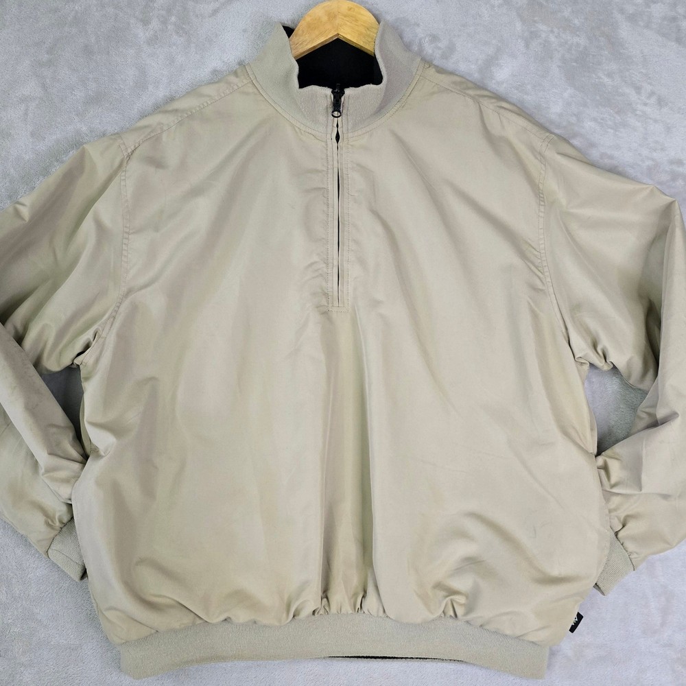 Wedge Golf & Beyond Reversible 1/4 Zip Pullover Jacket Men's L Beige Black