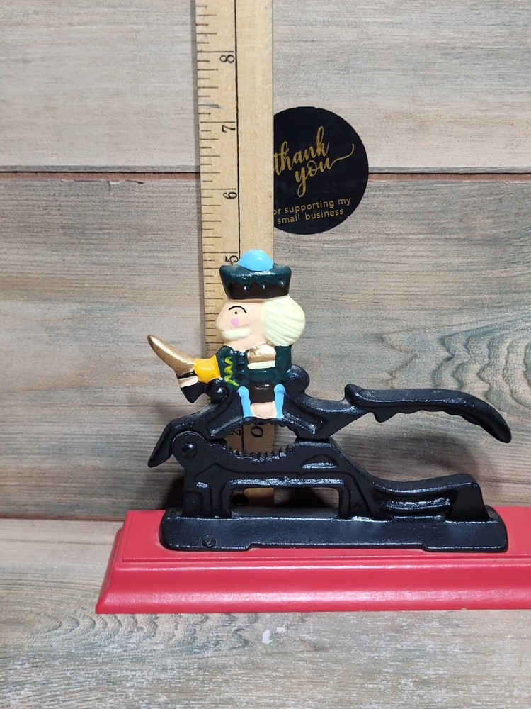 Vintage Cast Iron Nutcracker Christmas On Wood Base