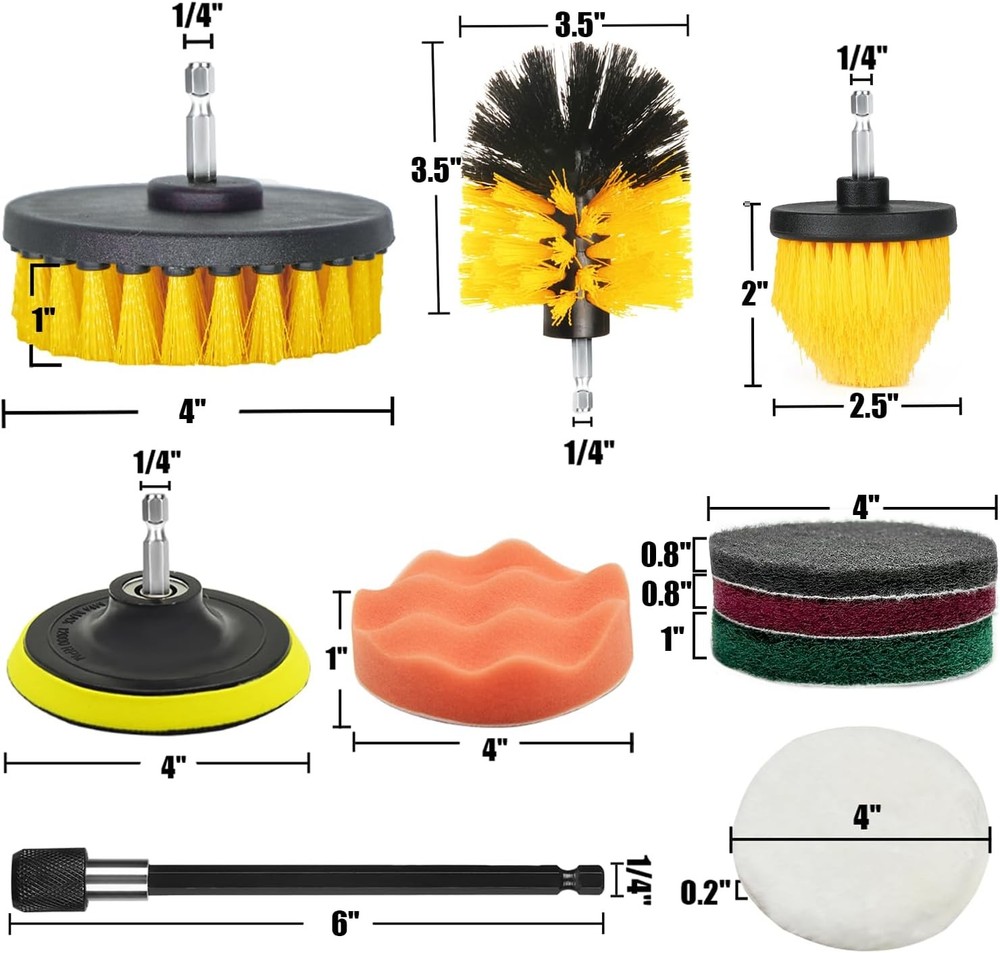 30Pcs Drill Brush Attachment Set,Drill Scrubber Brush Kit Include Scrub Pads
