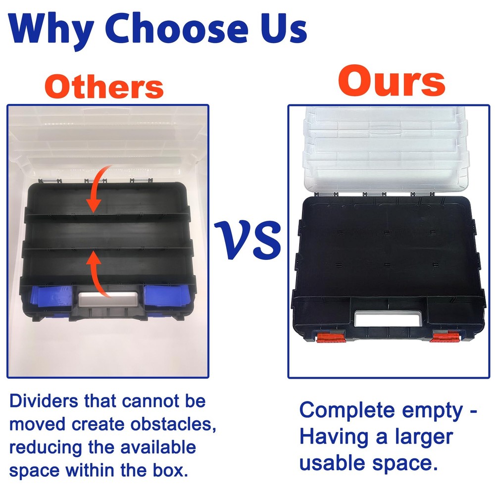 Tools Organizer Box Small Parts Storage 50-Compartment Double Side Orange