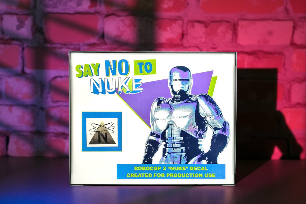 ROBOCOP 2 PROP - PRODUCTION MADE "NUKE" DECAL - RARE