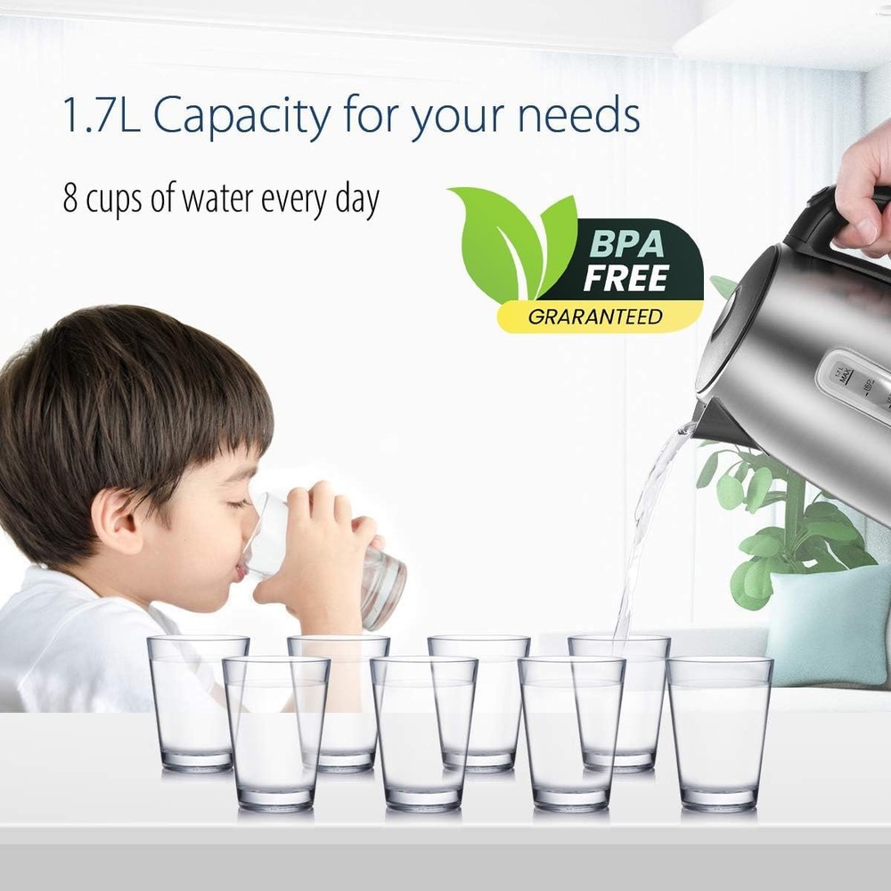 1.7L Stainless Steel Electric Kettle - Fast Boiling & Cordless Design