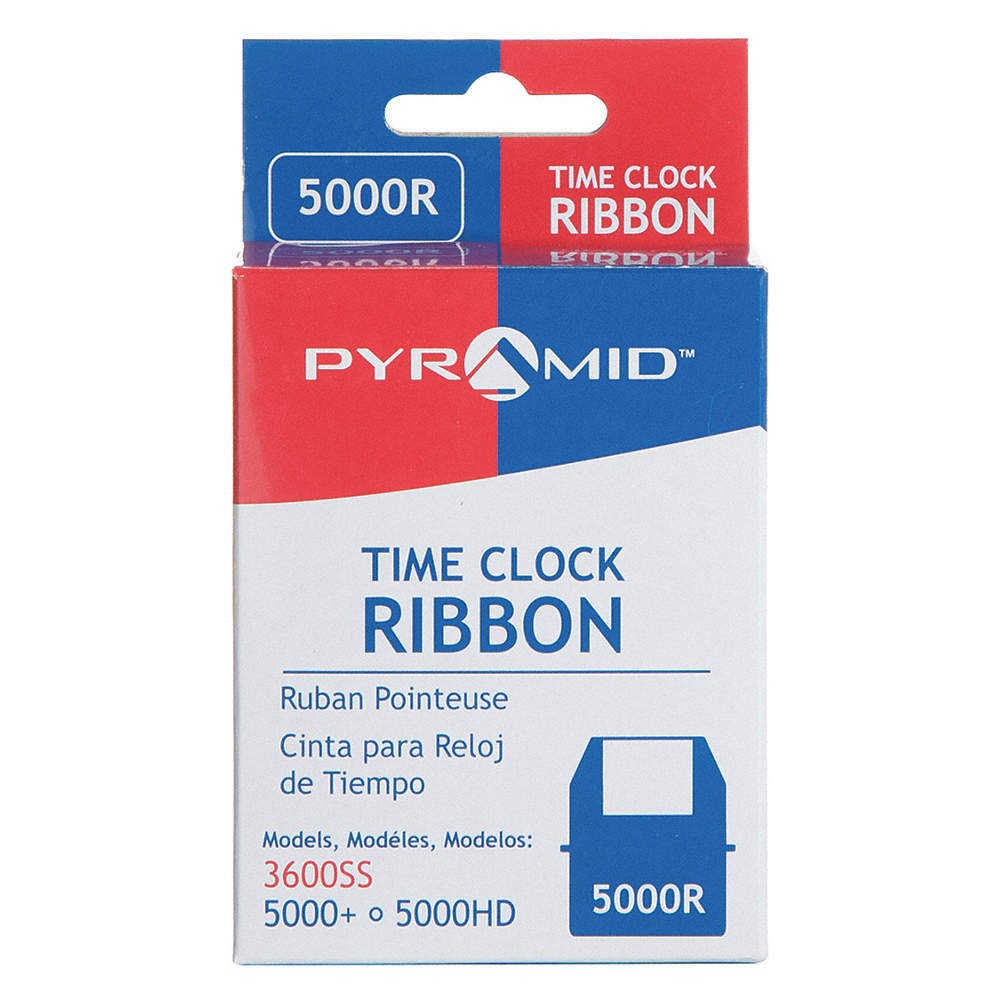 PYRAMID 5000R Time Clock Replacement Ribbon,Black 25KK05