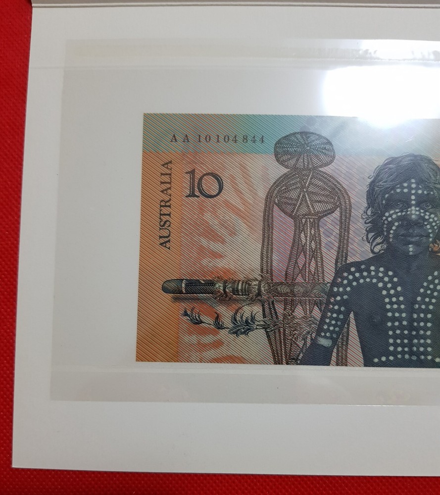 1988 $10 CONS FRASER/JOHNSTON FIRST POLYMER NOTE FOLDER REPUTED No AA 010104844