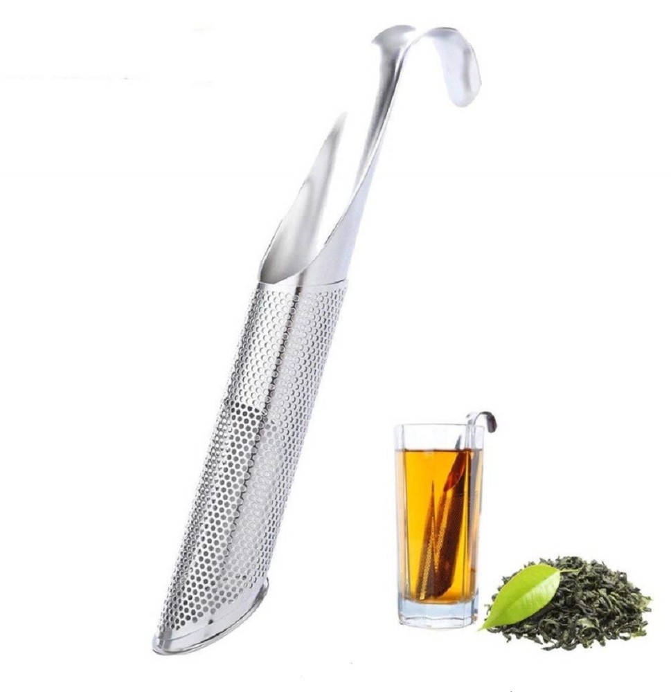 Stainless Steel Tea Diffuser Tea Stick Strainer Tea Infuser Pipe w Hook Handle