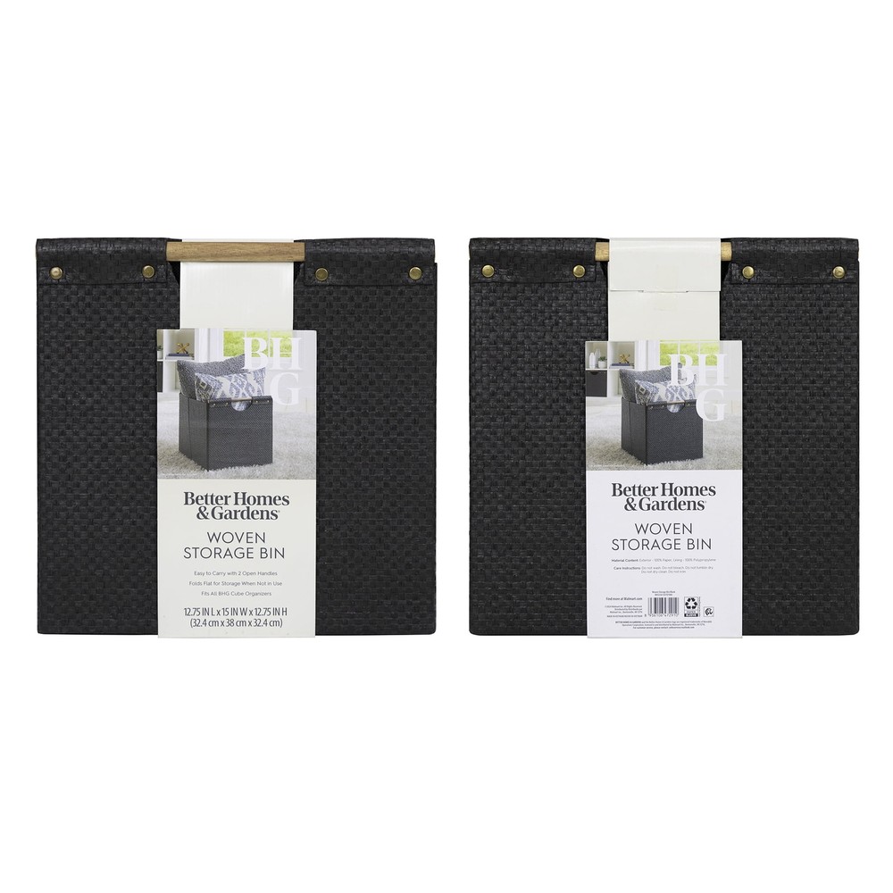 Better Homes & Gardens Collapsible Woven Cube Storage Bin, Black