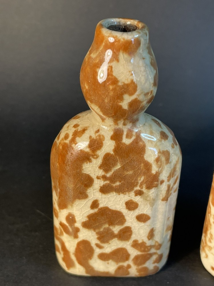 Mohawk Rock & Rye Stoneware Bottles, orig label On One -empty - Crazing