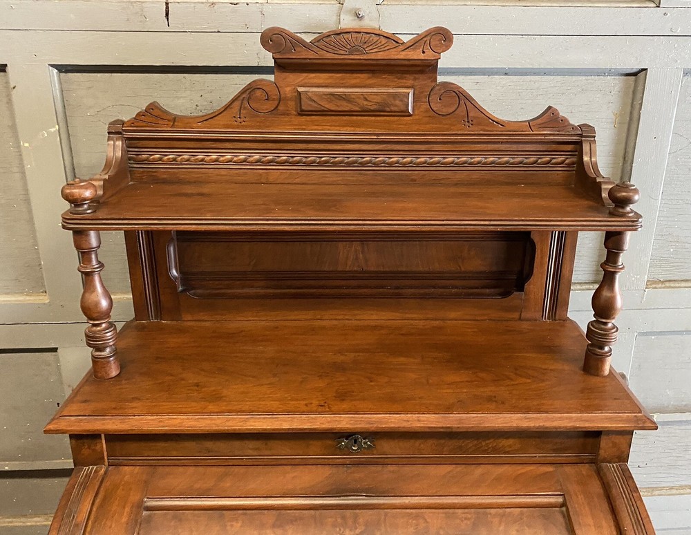 VICTORIAN WALNUT AND BURL CYLINDER DESK