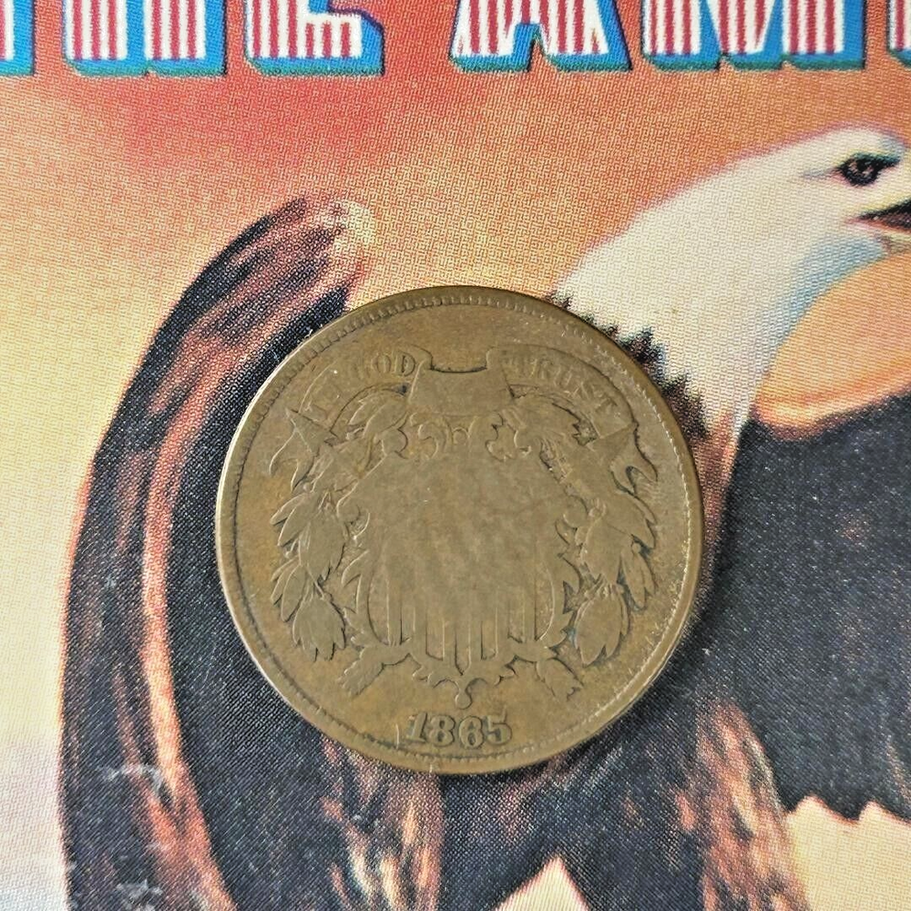 1865 Two Cent Piece OLD US Coin- GOOD- zm