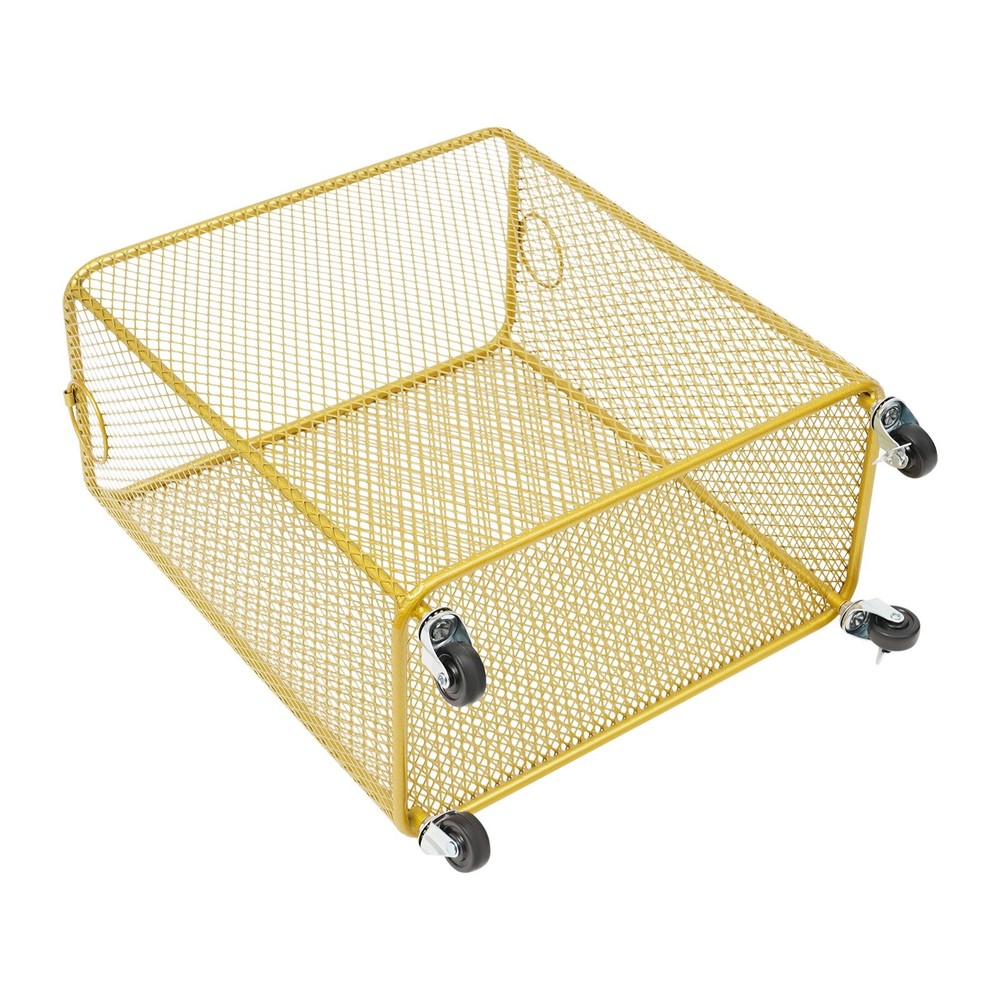 Rectangular Storage Busket Iron Rolling Laundry Basket For Home Gold,43*23*45cm