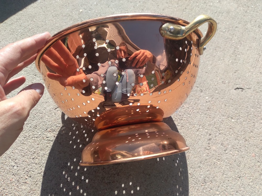 Vintage Copper Cookware Strainer Colander Handles