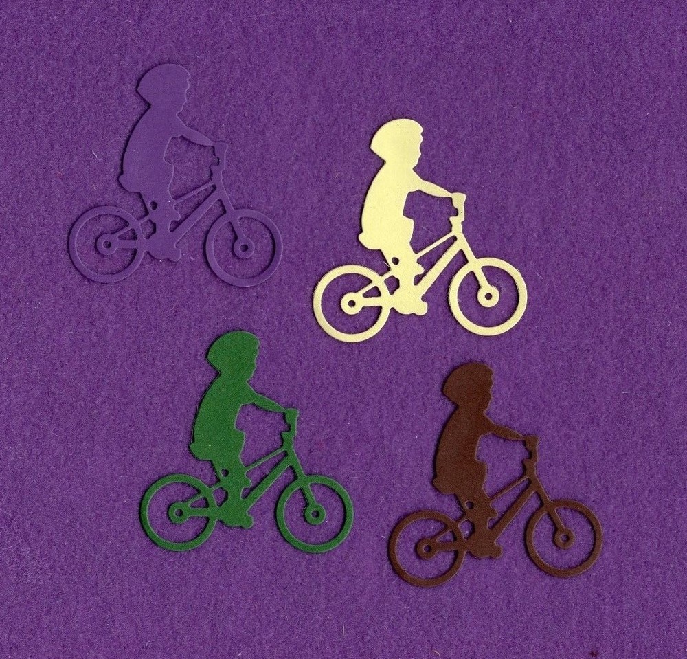BICYCLE with BOY die cuts scrapbook cards
