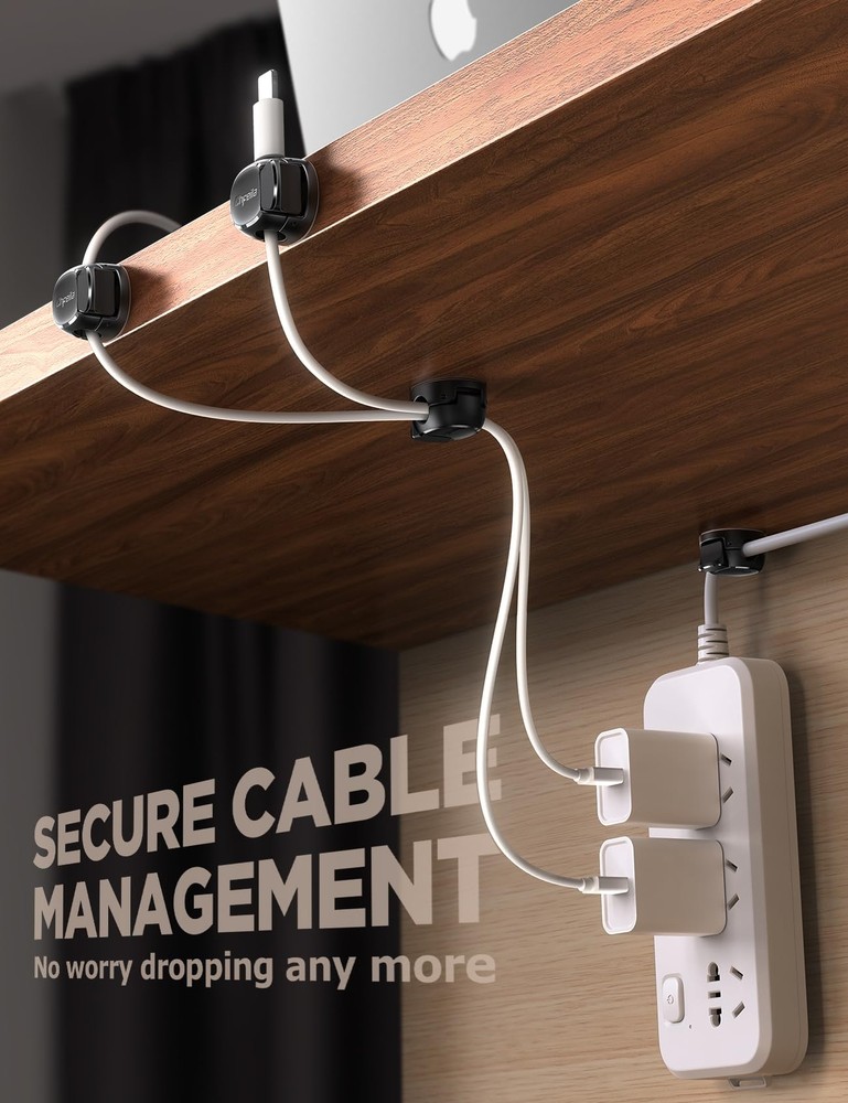8Pack Cord Organizer Dual Spring & Clasp Max Secure Cable Clips - Cord Holder, D
