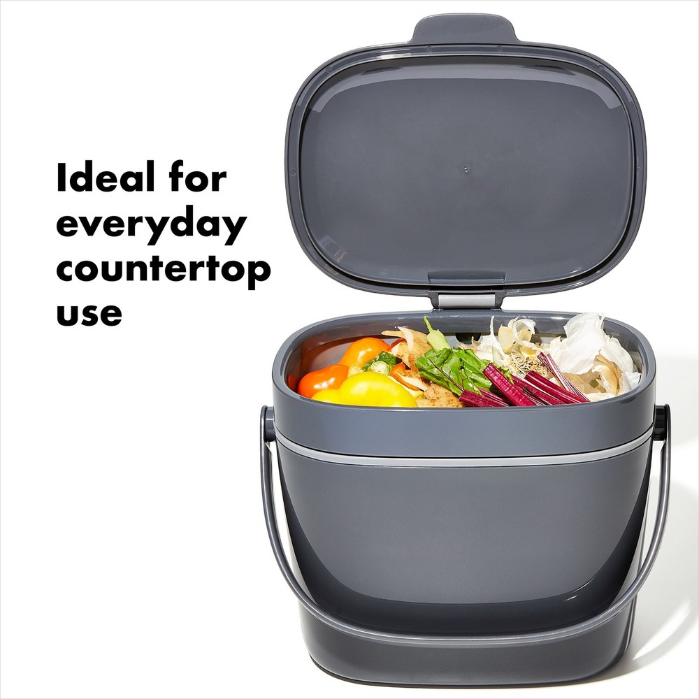 OXO SoftWorks Kitchen Compost Bin, 1.75-Gallon, Charcoal