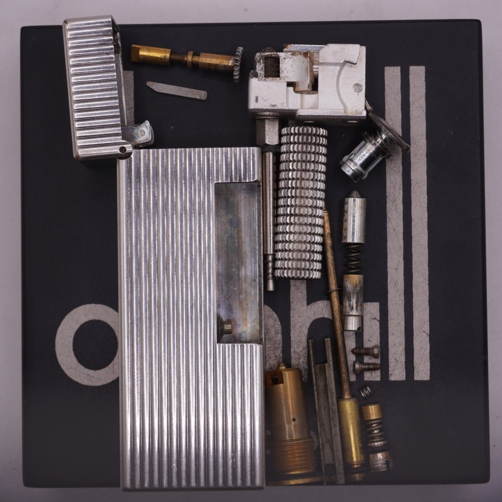 Dunhill Lighter Silver Stripe Pattern-Ultrasonically cleaned_Working
