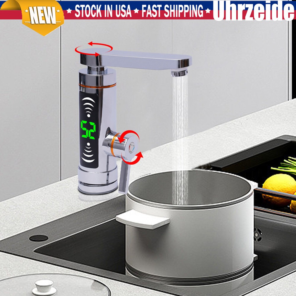 3000W Electric Hot Water Heater Faucet Tankless Instant Kitchen Bathroom Tap