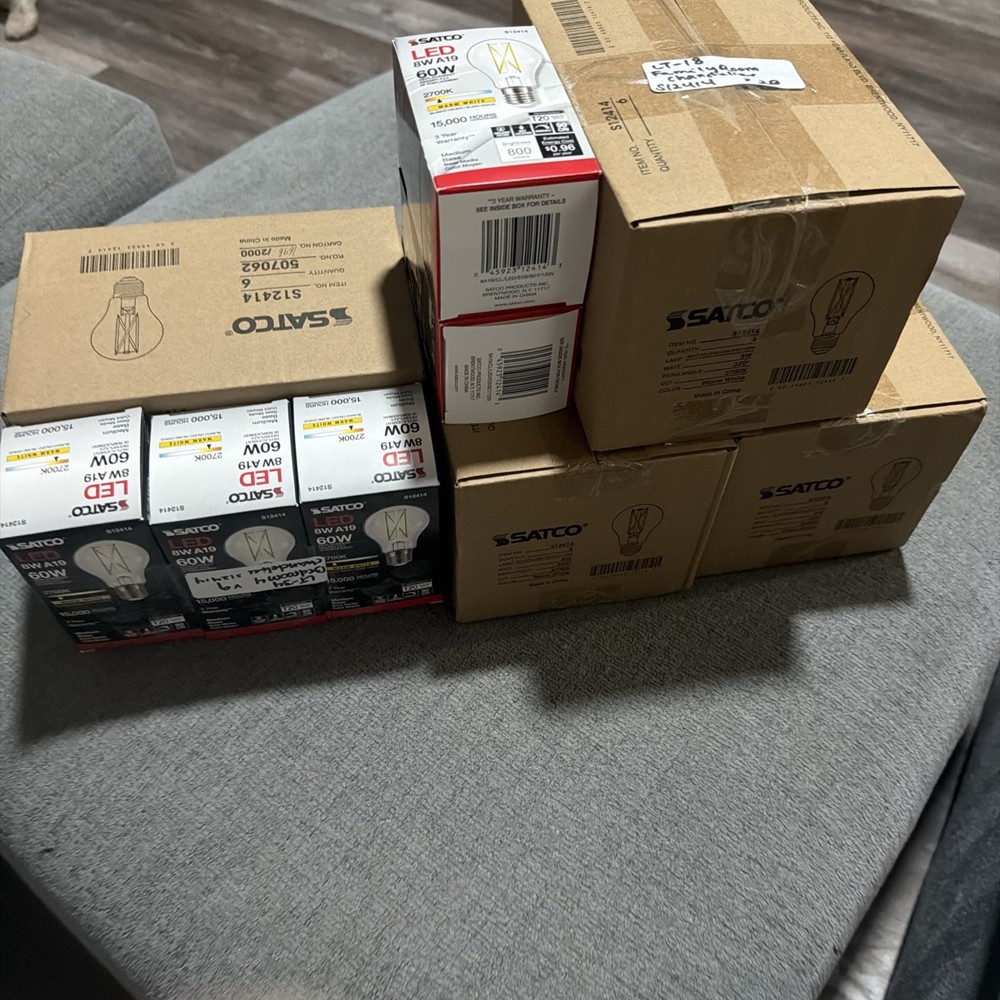 Satco Lighting S12414 Single 8 Watt Medium Base A19 LED Bulb - 2700K - Clear