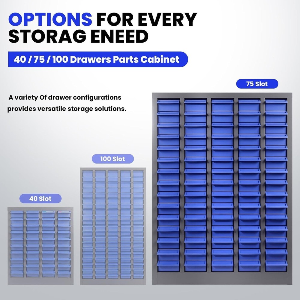 75-Drawer Plastic Storage Cabinet, Ample Capacity Organizer with Smooth-Gliding