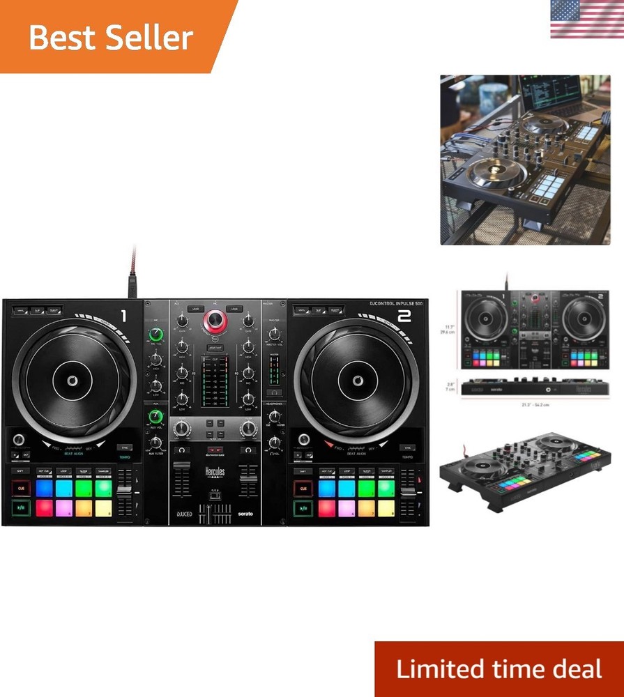 DJControl Inpulse 500 - 2-Deck USB DJ Controller with RGB Pads & Audio Interface