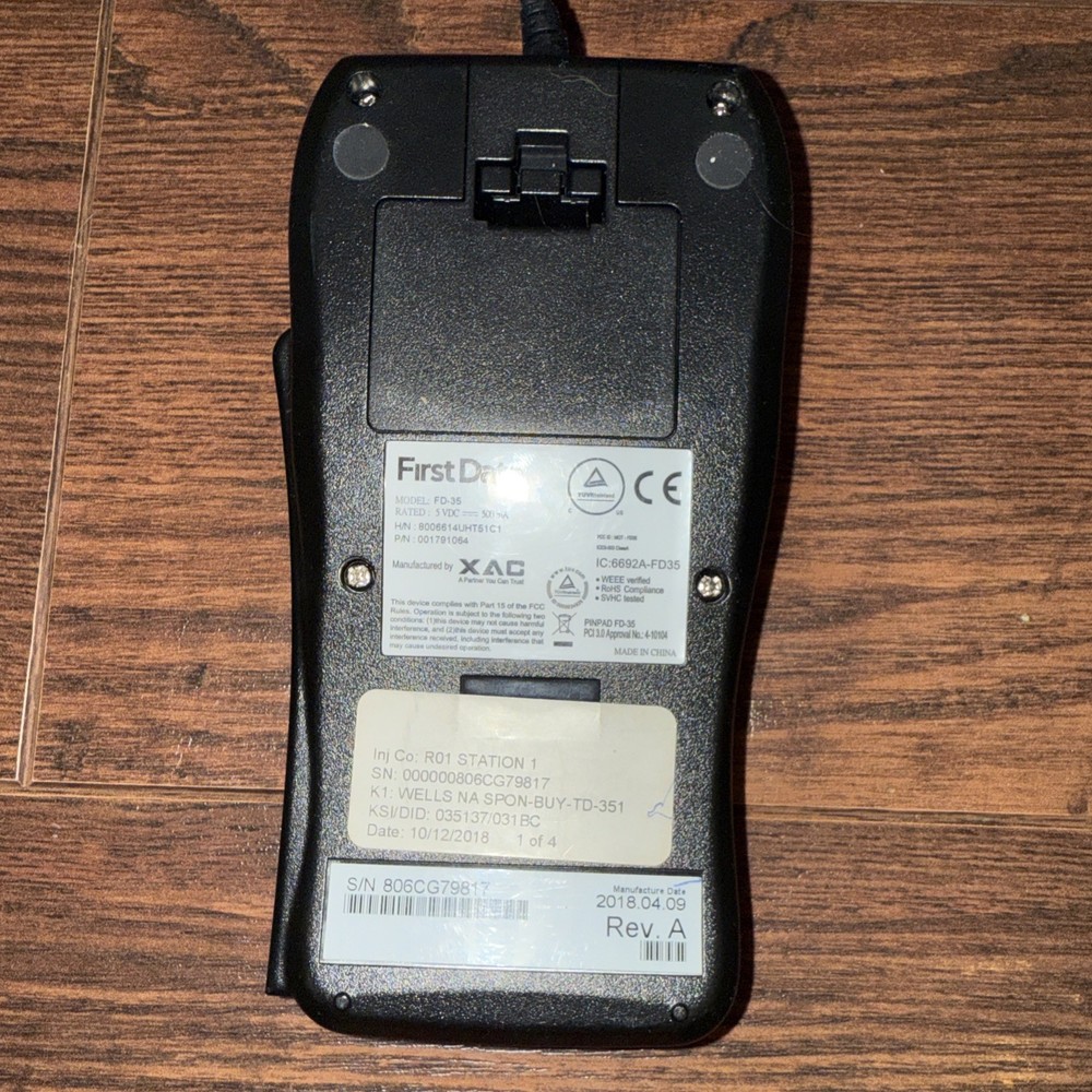First Data FD-35 Credit Card Reader Pin Pad EMV USB Powered