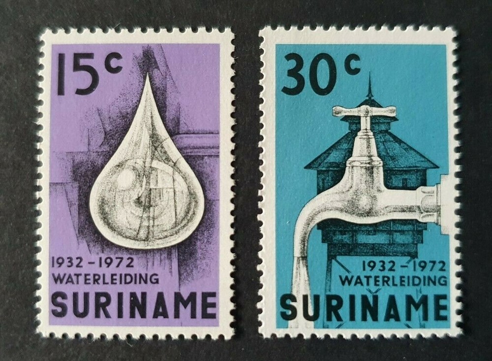 1972 SURINAME NETHERLANDS SET WATER PIPE WATERLEIDING VF MNH