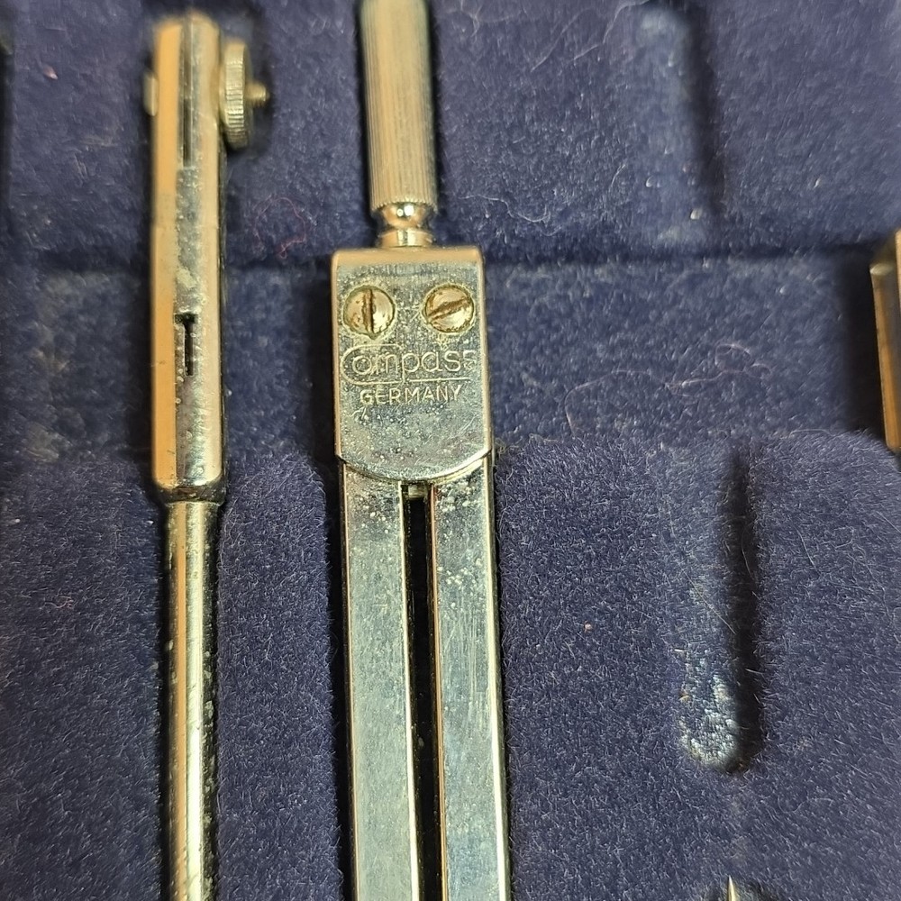 Vintage Compass Precision Instruments Drafting Set In Case #615 Made W Germany