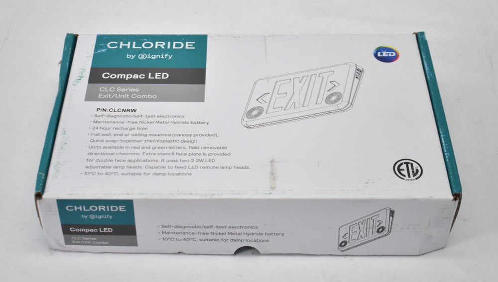 Signify Chloride Compac LED Exit/Emergency Unit Combo CLC Series CLCNRW