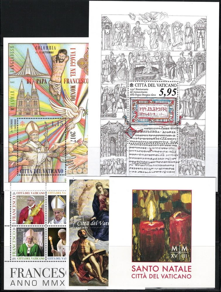 2018 Vatican, Complete Year 28 Values + 4 Sheets + 1 Booklet, MNH **