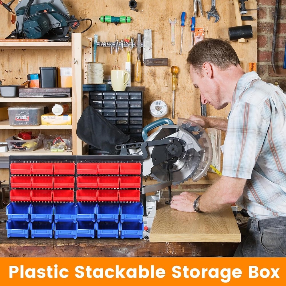 Durable 30-Bin Wall Mount Storage Rack - Easy Installation & Maximum Efficiency