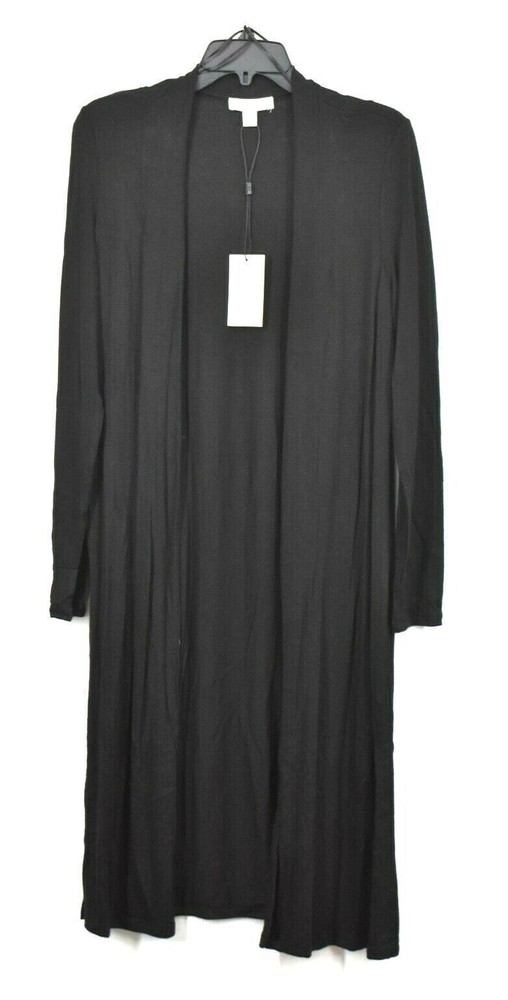Halston Womens Black Long Sleeves Open Front Solid Knit Sweater Cardigan $68