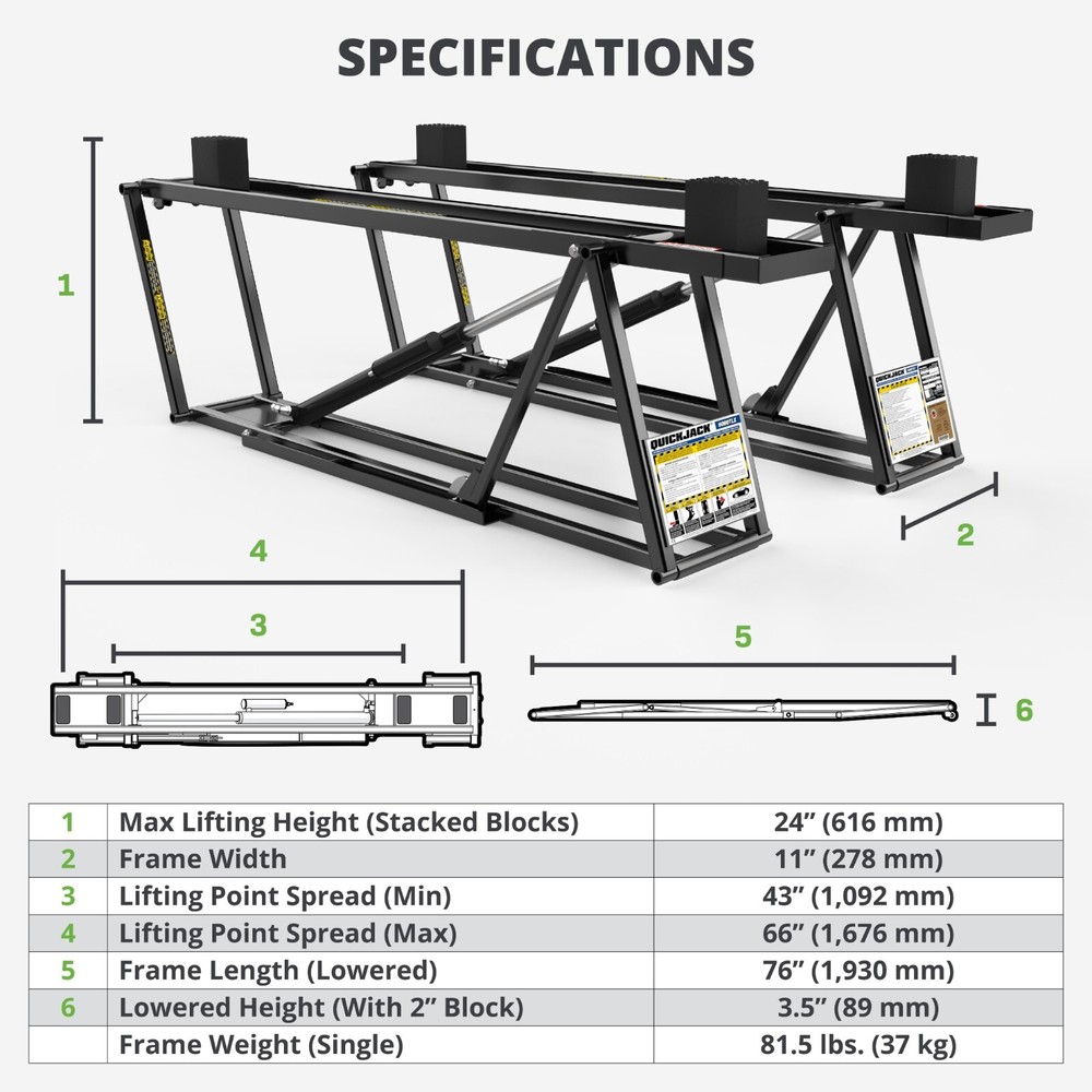 QuickJack Bundle - 6000TLX Portable Car Lift with 110V Power Unit