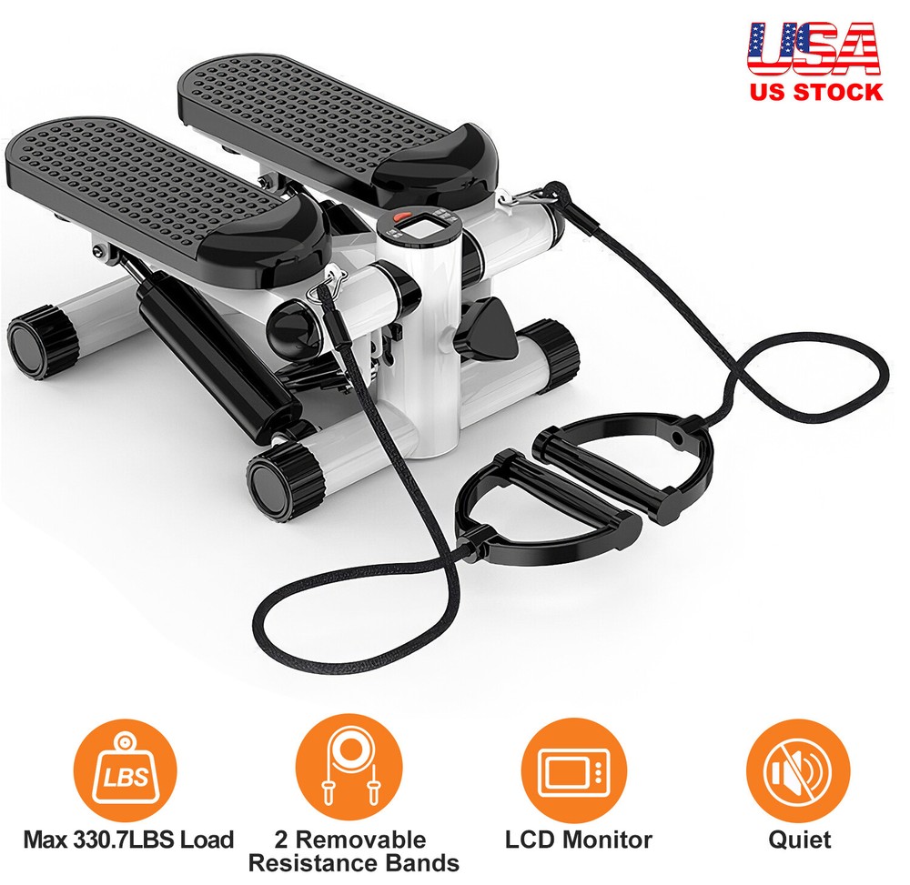 New Mini Stepper w/ Resistance Bands & LCD, 330.7 lbs Max Load