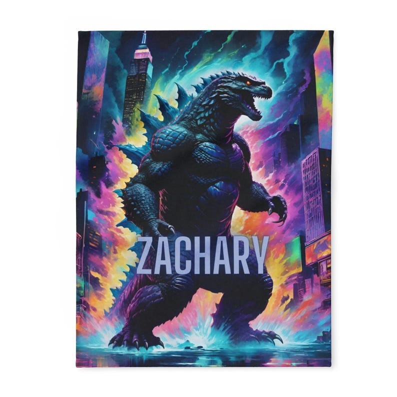 Personalized Monster Flannel Blanket – Psychedelic Kaiju Art Throw