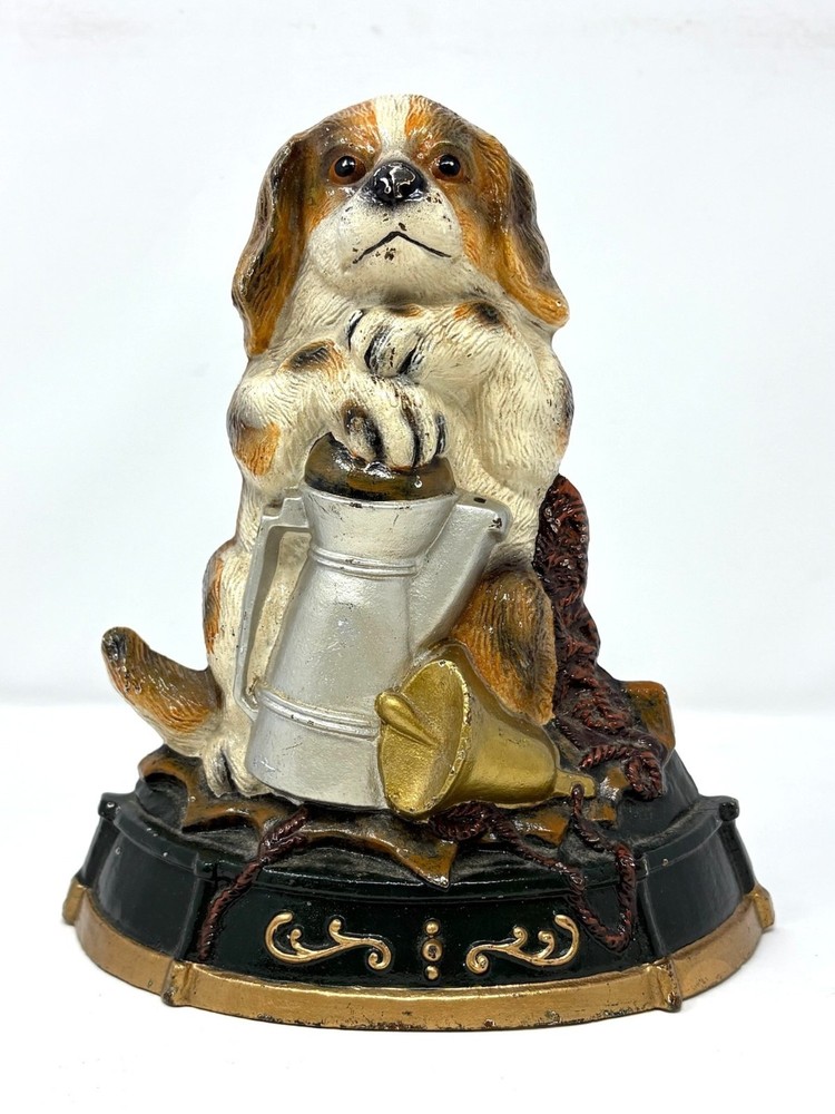 Vintage Painted Cast Iron Beagle Dog Door Stop