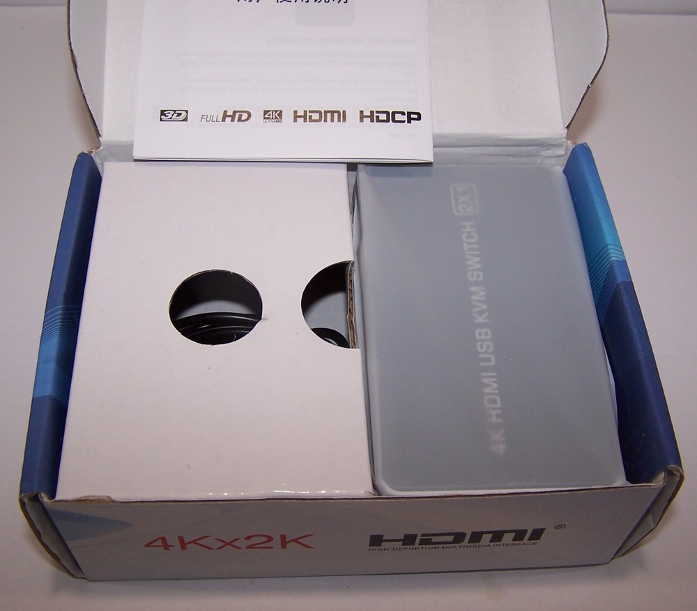 KVM Switch HDMI 2 Port Box,2 USB 2.0 Hub Share 2 Computers