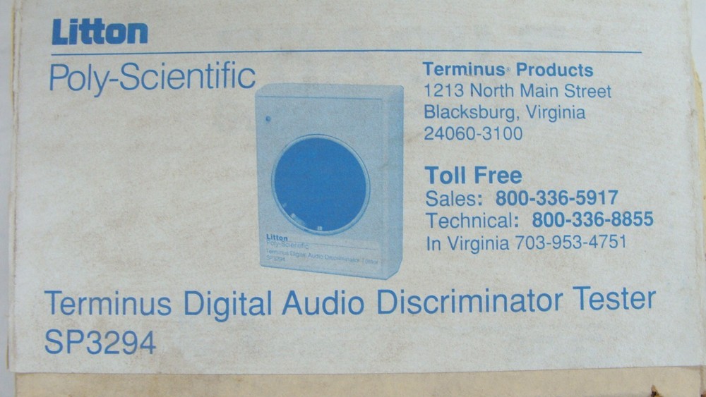 Litton Terminus Digital Audio Tester SP3294