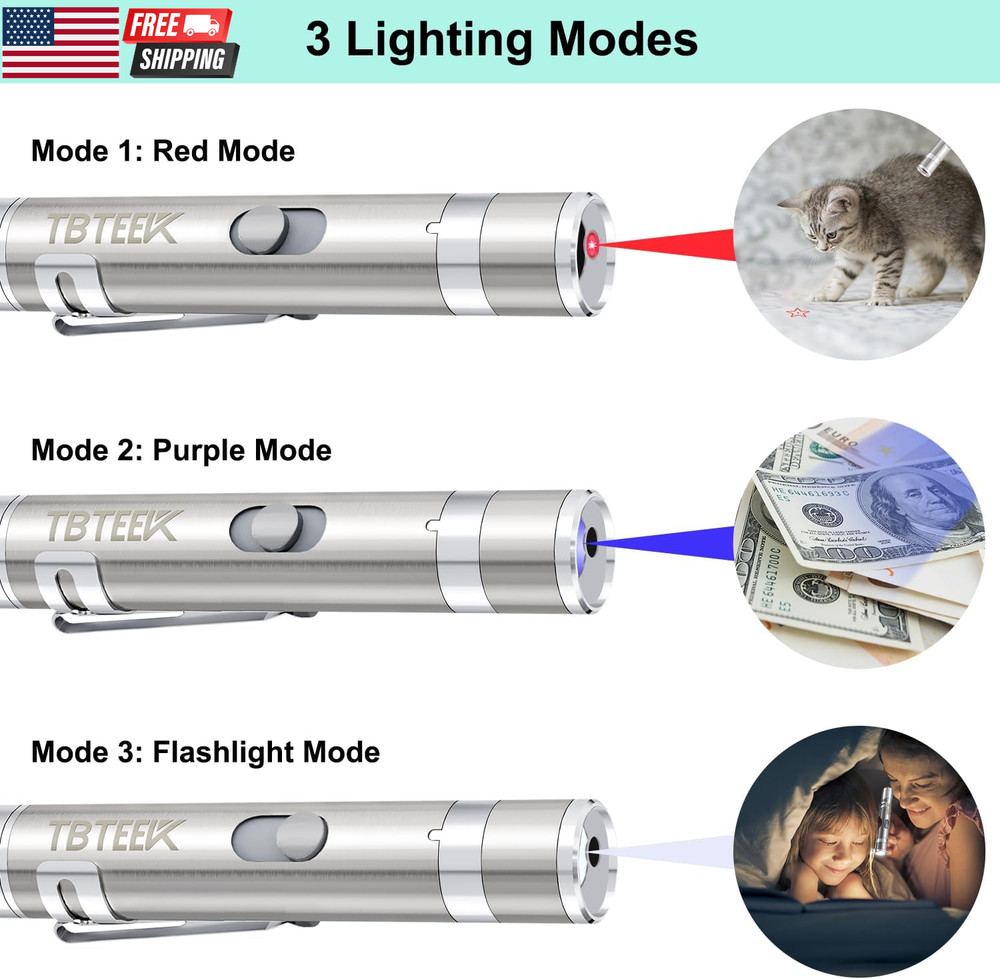 Cat Toys, Rechargeable, 3 Light Modes & 5 Adjustable Patterns, Portable Interact