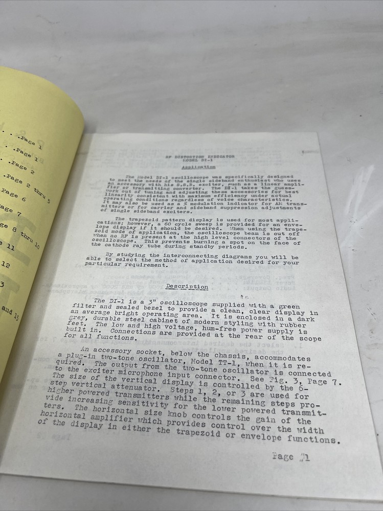 P&H Electronics RF Distortion Indicator Model DI-1 Manual
