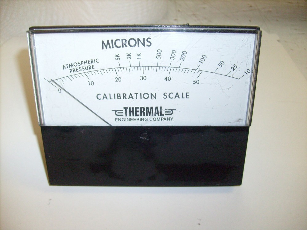 vintage Thermal Engineering Microns calibration scale Panel Meter - Atmosphere