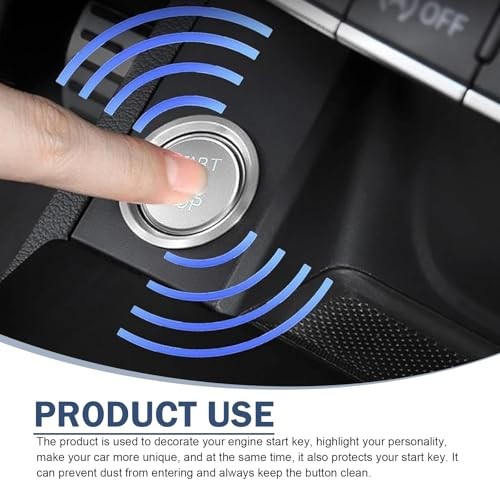 Car Engine Start Stop Push Botton Cover, Aluminum Key Ignition Switch Silver