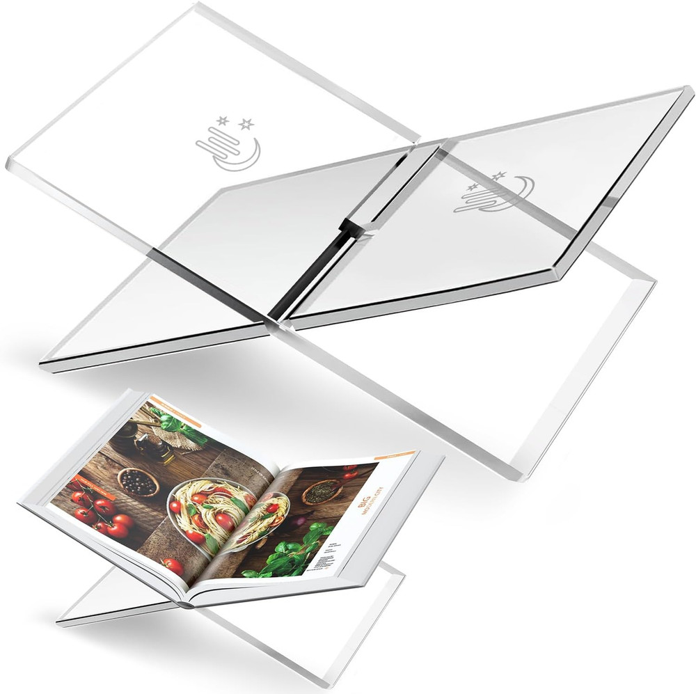 Clear Acrylic Book Stand, Adjustable Height Large Open Book Display Stand Coffee