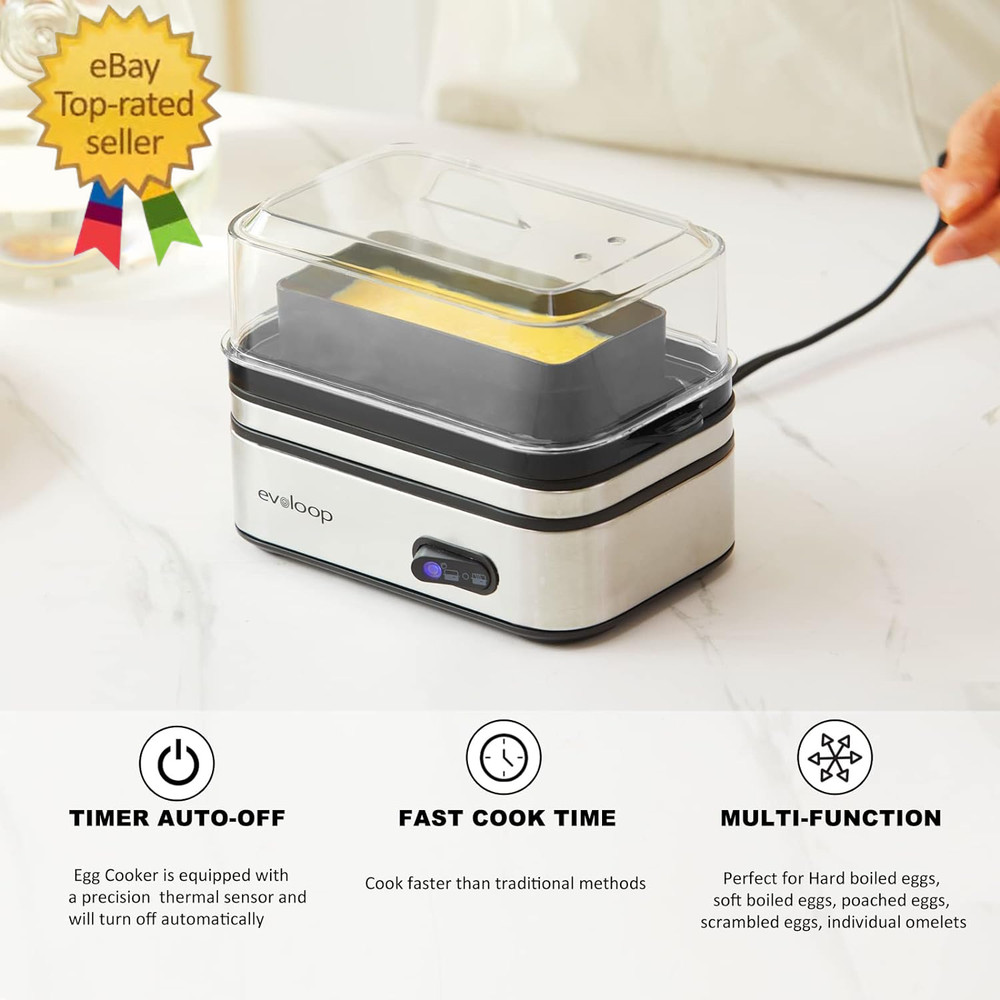 Rapid Egg Cooker Electric 6 Eggs Capacity, Soft, Medium, Hard Boiled
