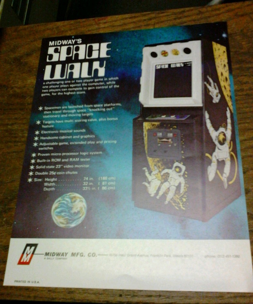 Midway SPACE WALK Arcade Video Game flyer- original
