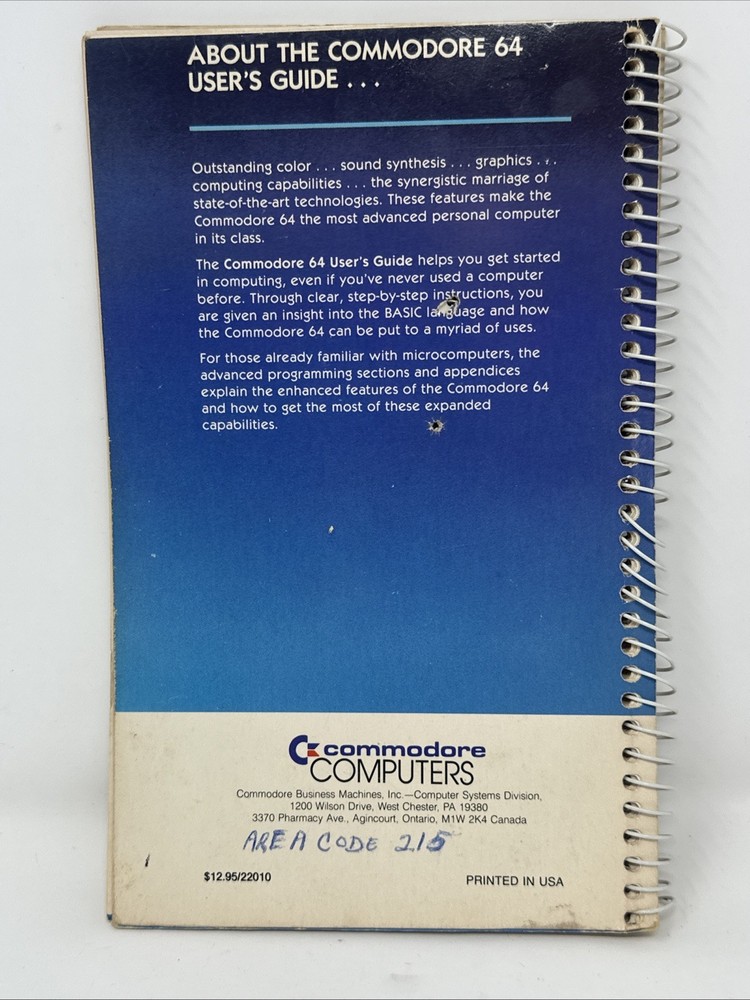 Vintage Commodore 64 User's Guide Book First Edition 1984 Eighth Printing