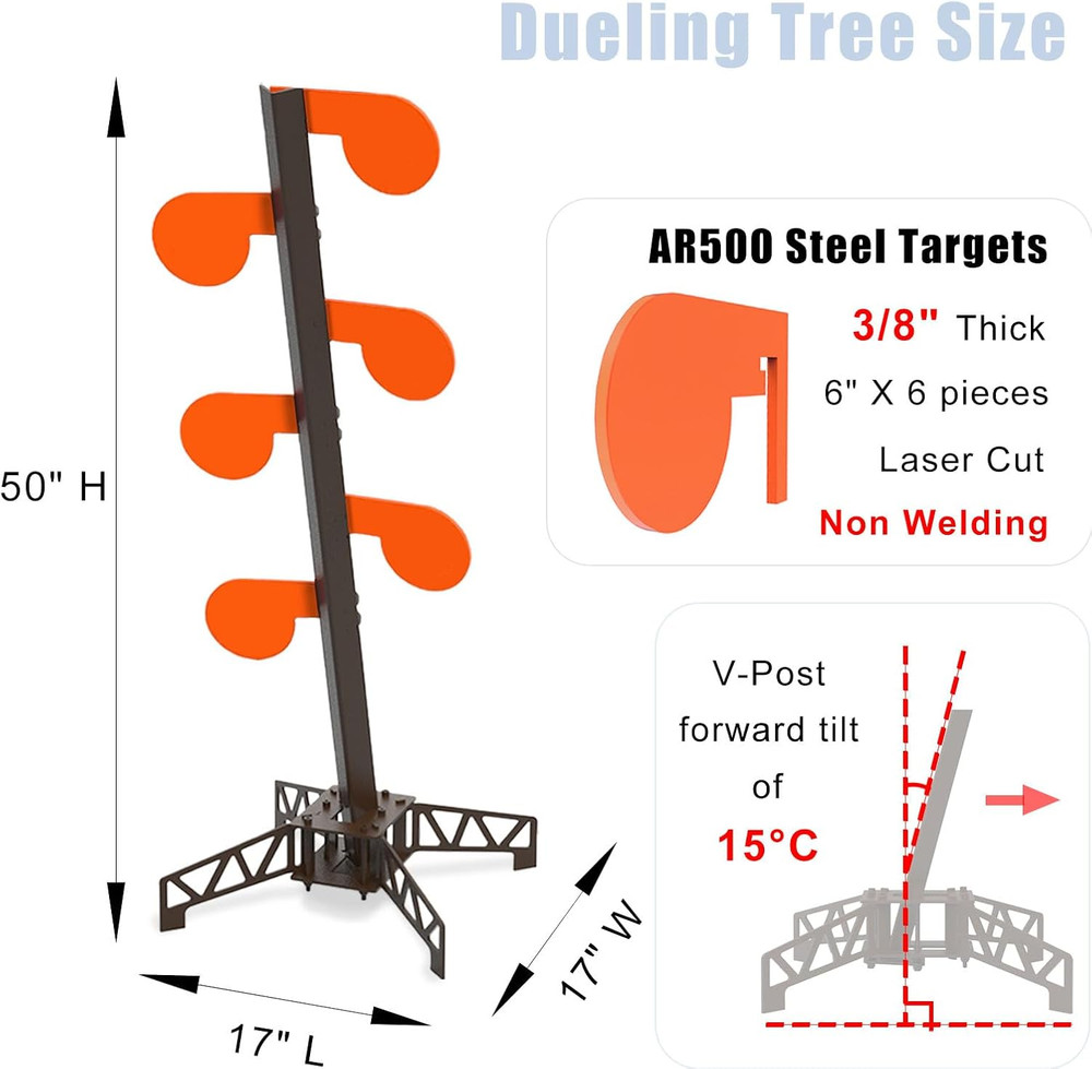 Complete Dueling Tree System - AR500 Auto Reset Targets & 3-In-1 Target Stand Ba